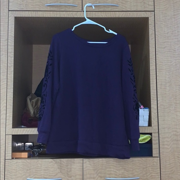 Purple Crew Neck Long Sleeve Sweatshirt, 1X (14) - Picture 2 of 3